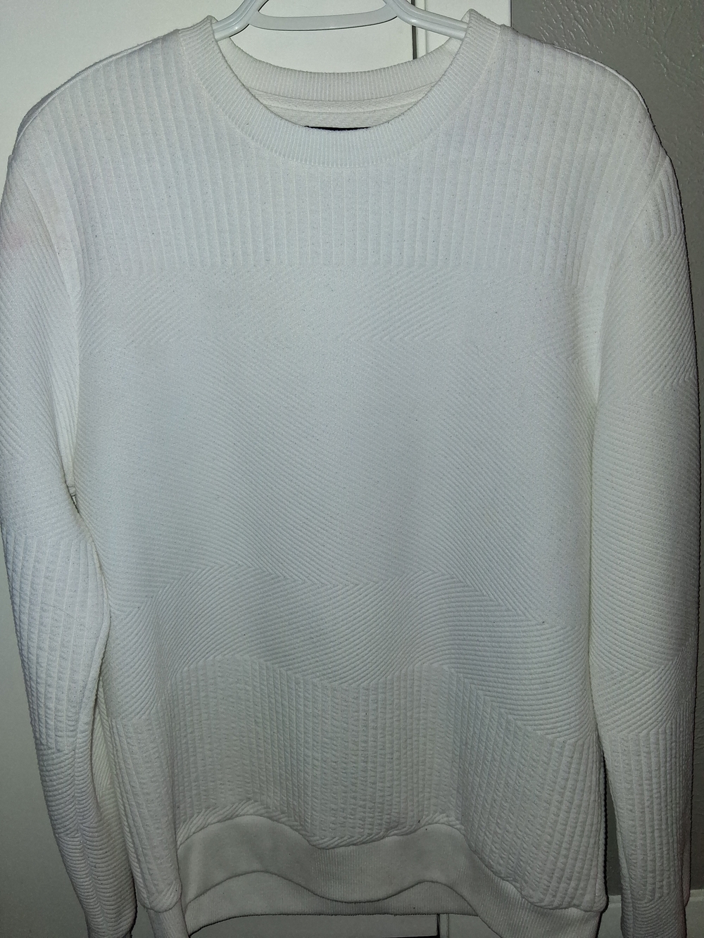 Forever 21 Men's White Textured Crewneck Sweater